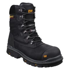 CAT Waterproof High Leg Side Zip Black Leather Premier Mens Safety Boots