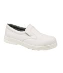 Catering and Kitchen Machine Washable White Slip On Unisex Safety Shoes