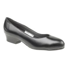 Ladies Classic Smooth Black Leather Upper Basic Safety Court Work Shoes