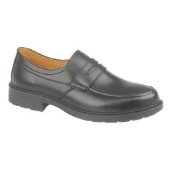 Amblers Safety Executive Smooth Black Leather FS46 Slip On Work Shoes