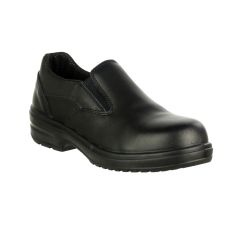 Amblers Safety Metal Free Black Leather Slip On FS94C Ladies Work Shoes