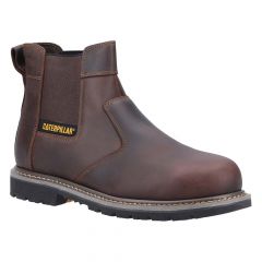 CAT Dealer Welted Rubber Outsole Brown Leather Powerplant Safety Boots