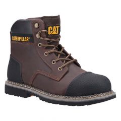 CAT Brown Full Grain Leather Scuff Front S3 SRC Powerplant Safety Boots