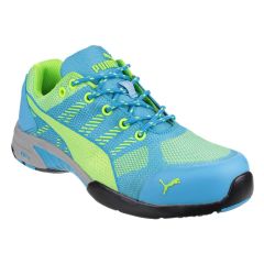 Puma Boots & Shoes Womens Lime Green and Blue Celerity Knit Safety Trainers