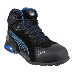 Puma Rio Mid Height Black with Blue Contrast Mens Safety Trainer Boots